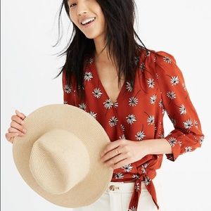 Madewell Rust Floral Wrap Blouse